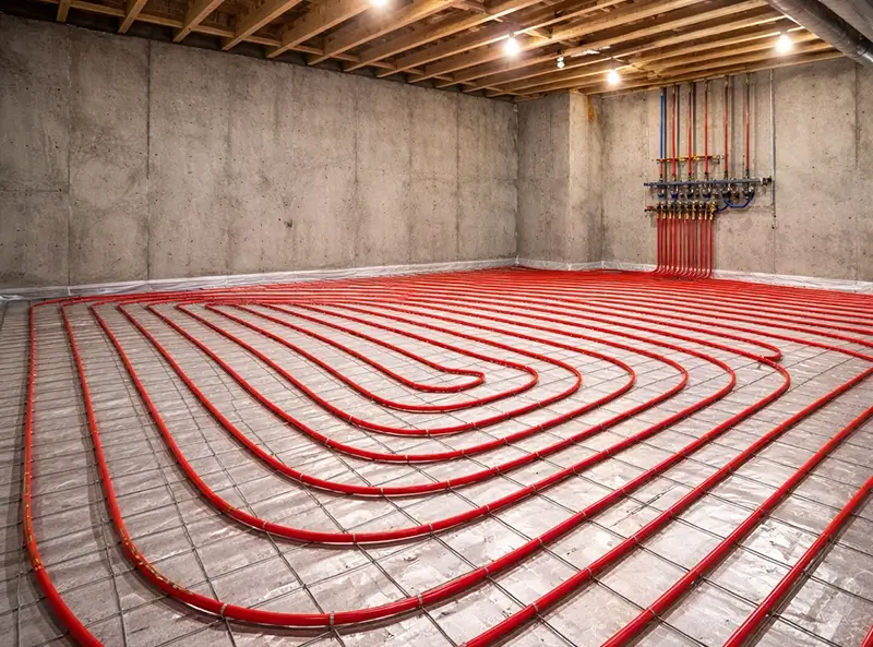 in-floor heating system installed in a red deer home